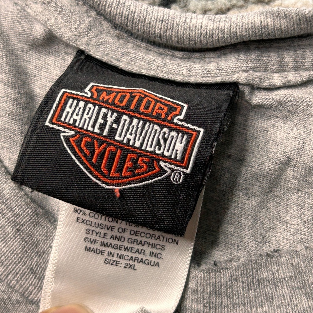 Y2k Harley Davidson T Shirt Mens 2XL Heathered Gray Cotton 2015 Biker Graphic - Picture 4 of 7
